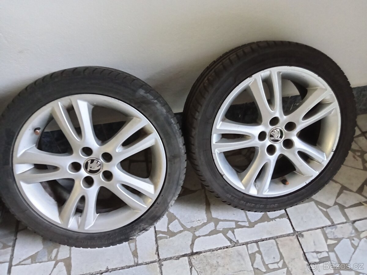 Originál ALU kola Škoda Fabia R16 + letní pneu