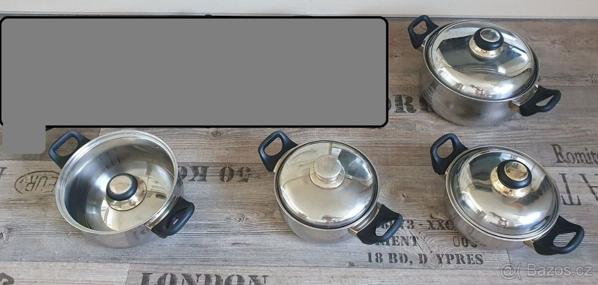 Nádobí z bytu - hrnce, talíře, hrnky, sklenice