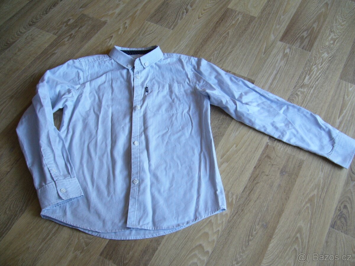 Chlapecká modrobílá proužkovaná košile vel. 134/140