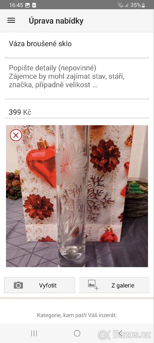 Váza broušené sklo