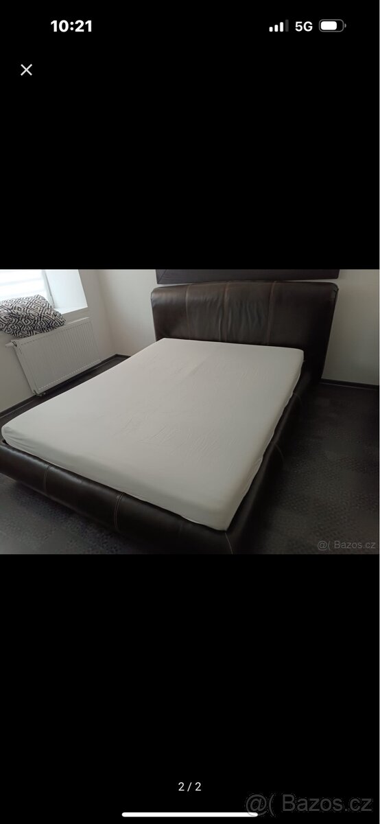 Pravá kůže , postel 160 na 200 cm