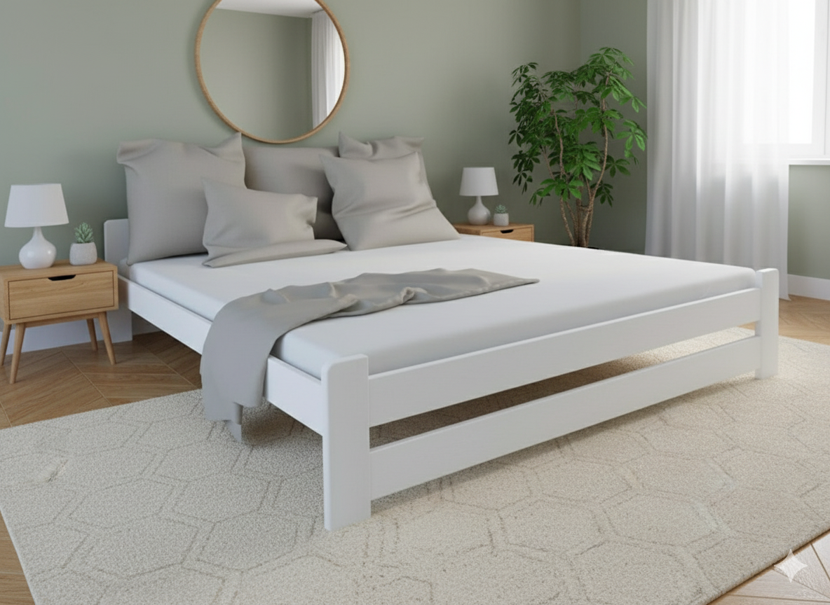 Nová postel MASIV bílá 140x200 cm s roštem