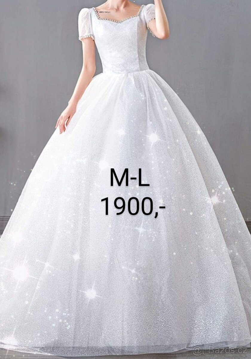 NOVÉ TŘPYTIVÉ svatební šaty