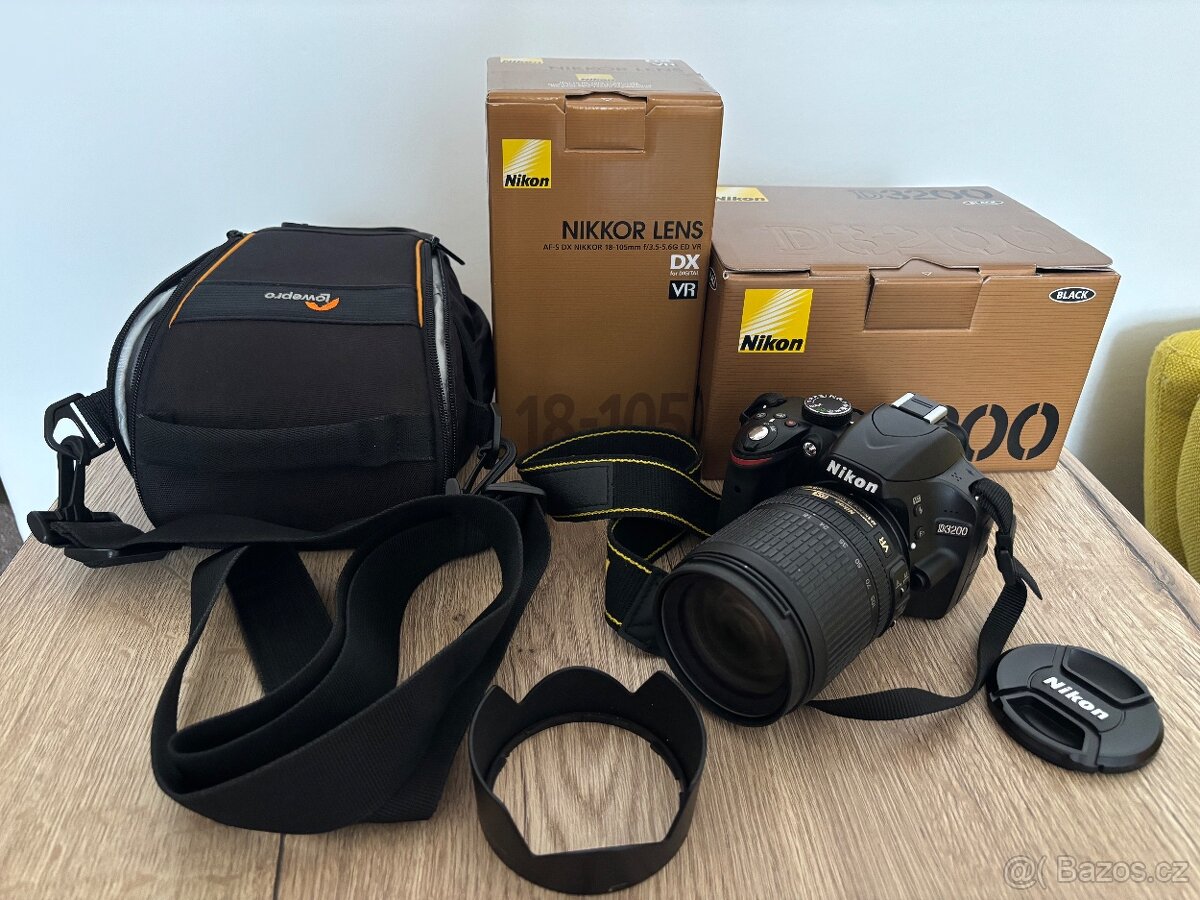 Nikon D3200 + NIKKOR 18-105mm + příslušenství