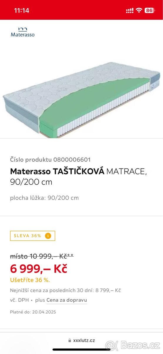 ZCELA NOVÁ matrace, Materasso taštičková, 90x200cm