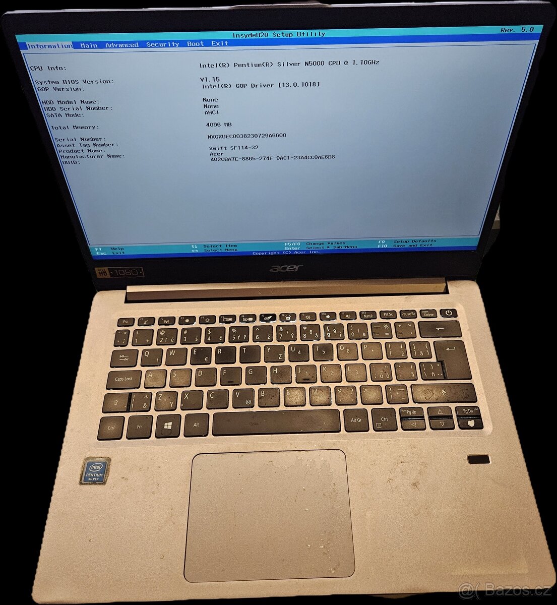 Prodám Acer Swiff SF-114-32 na náhradní dily