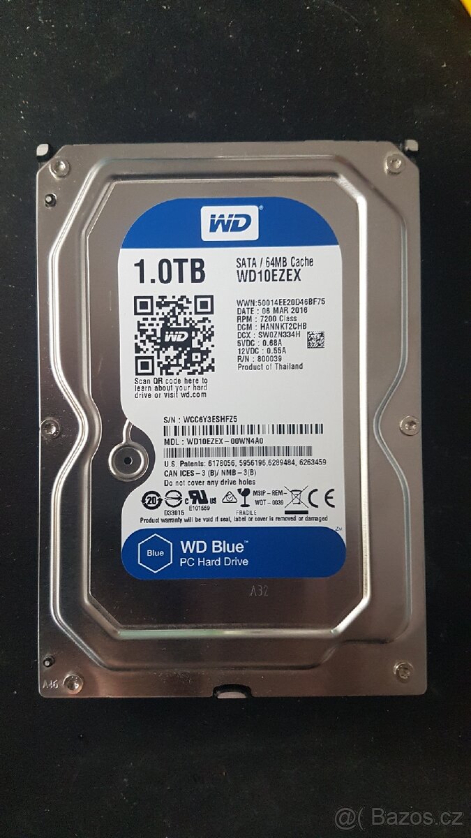 Pevný disk HDD WD 1TB 7200ot WD10EZEX perfektní stav