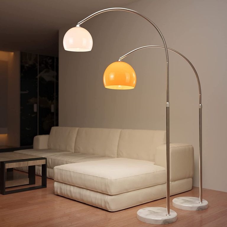 Jago Stojací oblouková lampa, oranžová, 130 - 180 cm