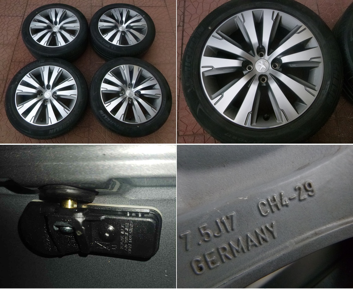 Letní alu sada originál Peugeot 3008 4x108 7,5Jx17 ET29 TPMS