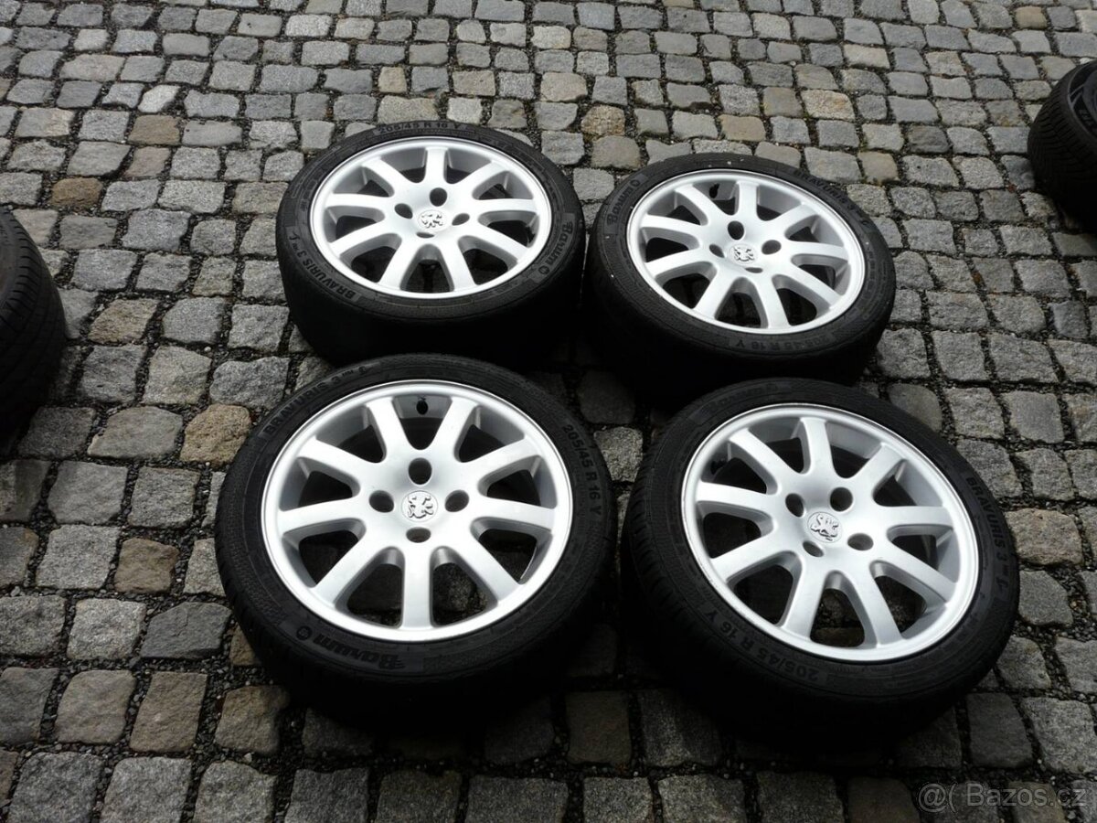 ALU KOLA + LETNÍ PNEU 205/45R16 PEUGEOT 16"CITROEN