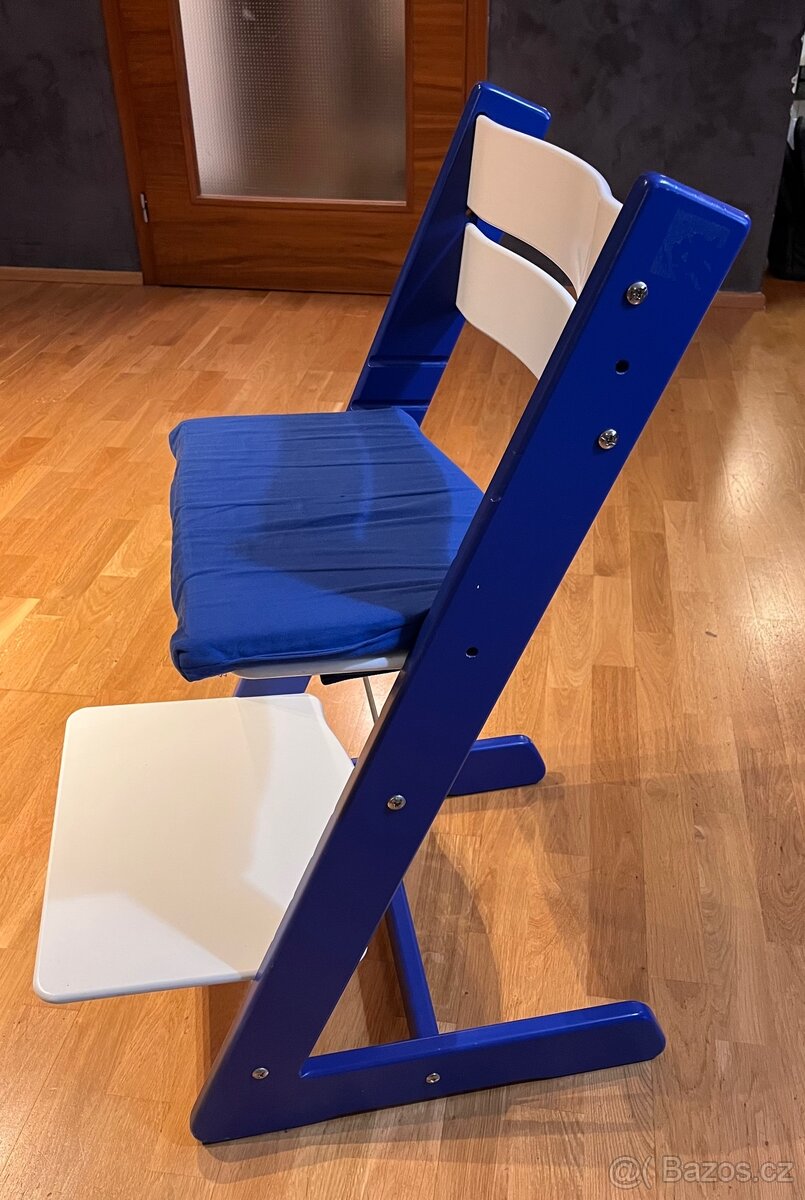 Modro-bílá rostoucí židle Jitro včetně podsedáku