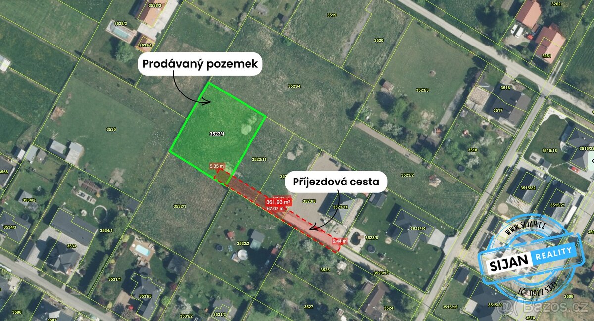 Prodej pozemku pro bydlení, 1 185 m2 - Rychvald, ev.č. 00529