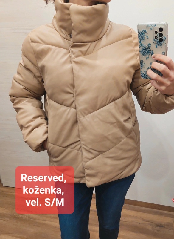 Vel. S/M Reserved koženková béžová bunda