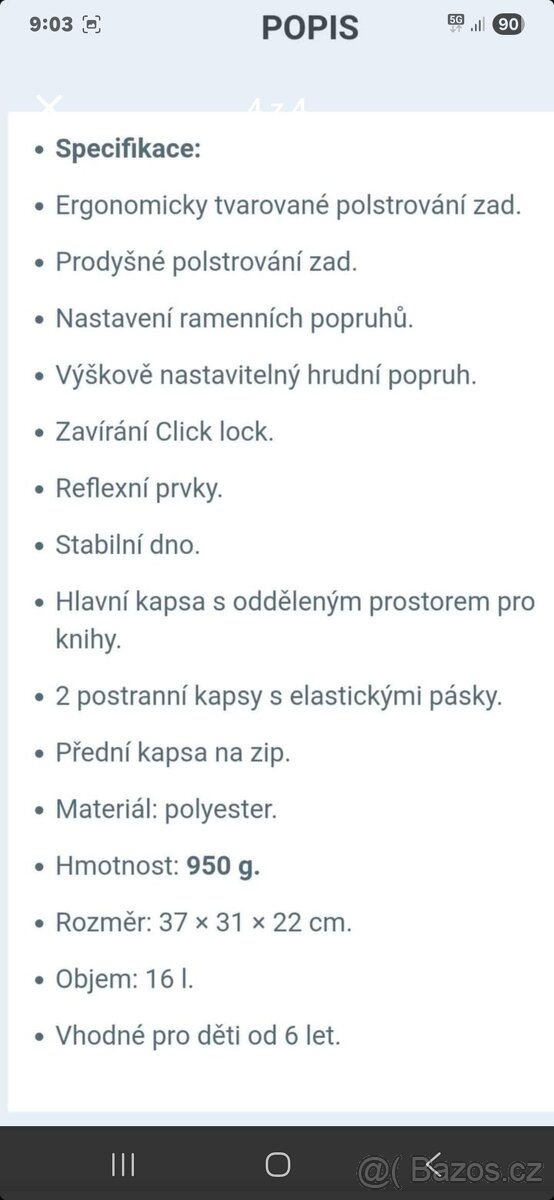 Školní batoh/aktovka