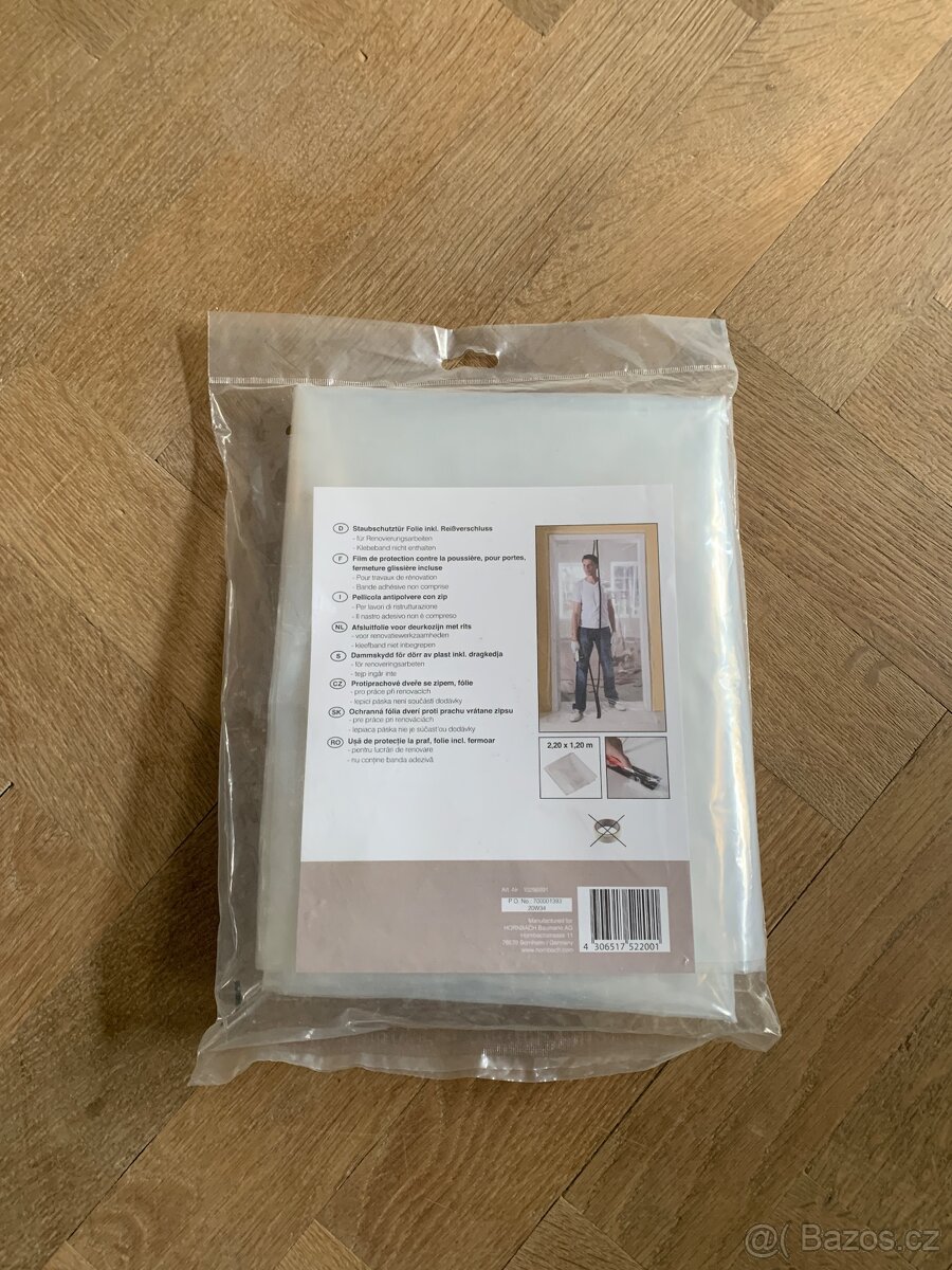 Protiprachové dveře se zipem, 2,2 x 1,2 m