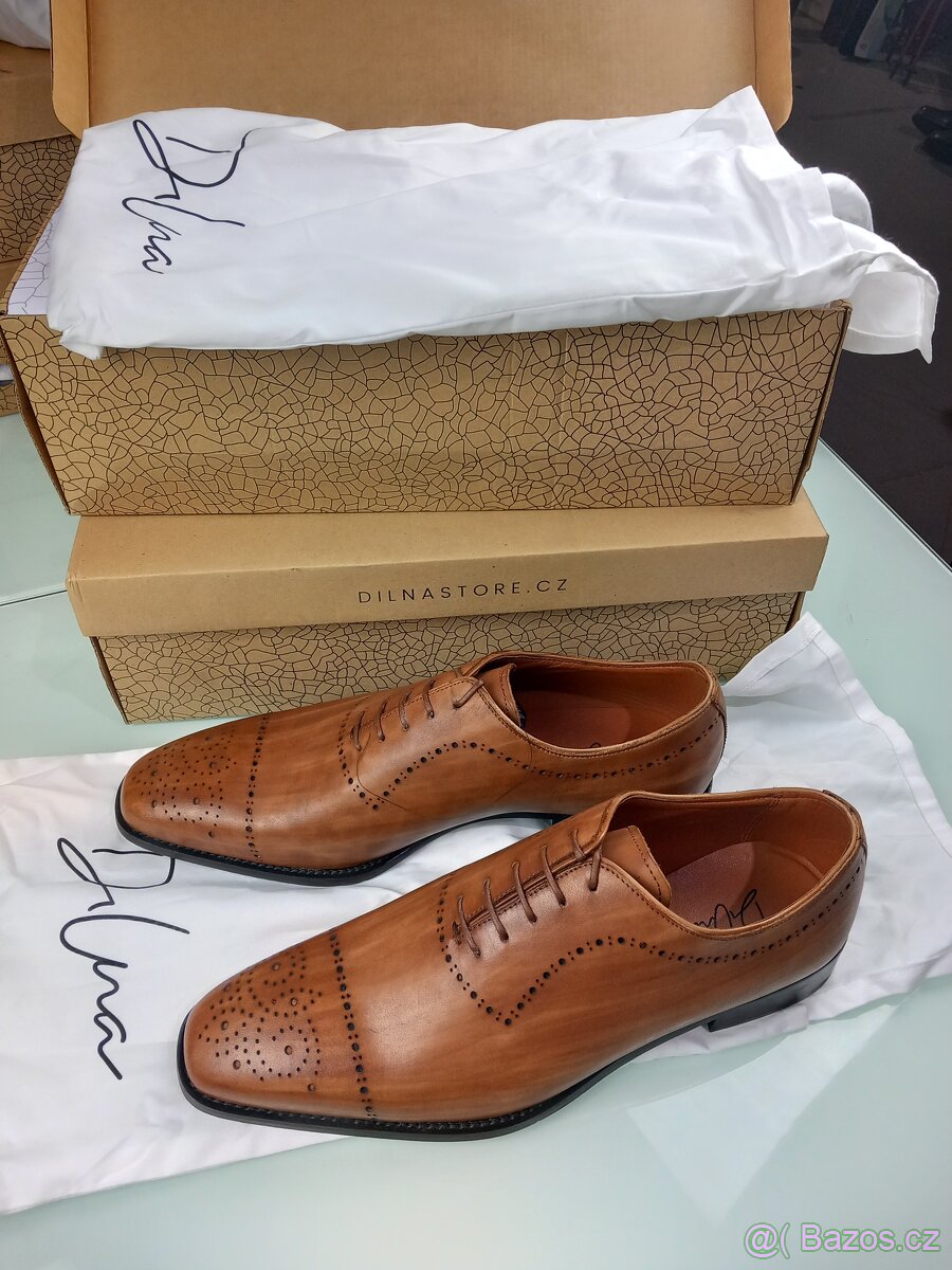 Oxford James 007 Brogue cognac  Kožené boty