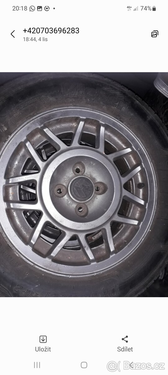 Retro alu.kola 6Jx14 ET 38 4x100 Originál Passat b2