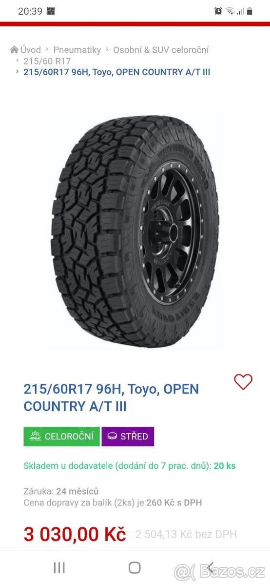 Celoroční offroad pneu 215/60 r17