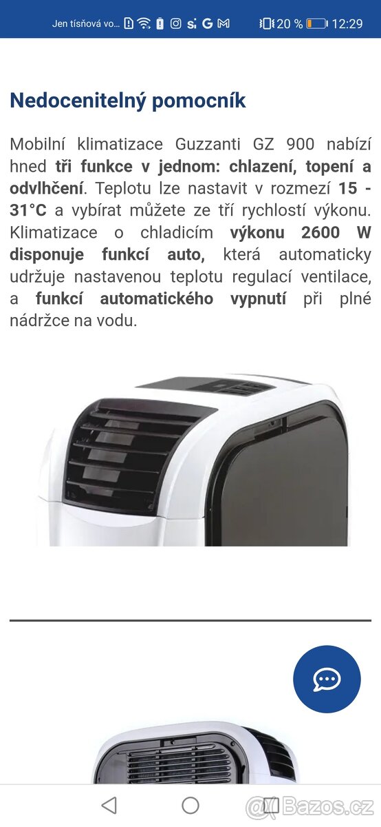 Klimatizace-odvlhcovac a přímotop guzzanti gz900