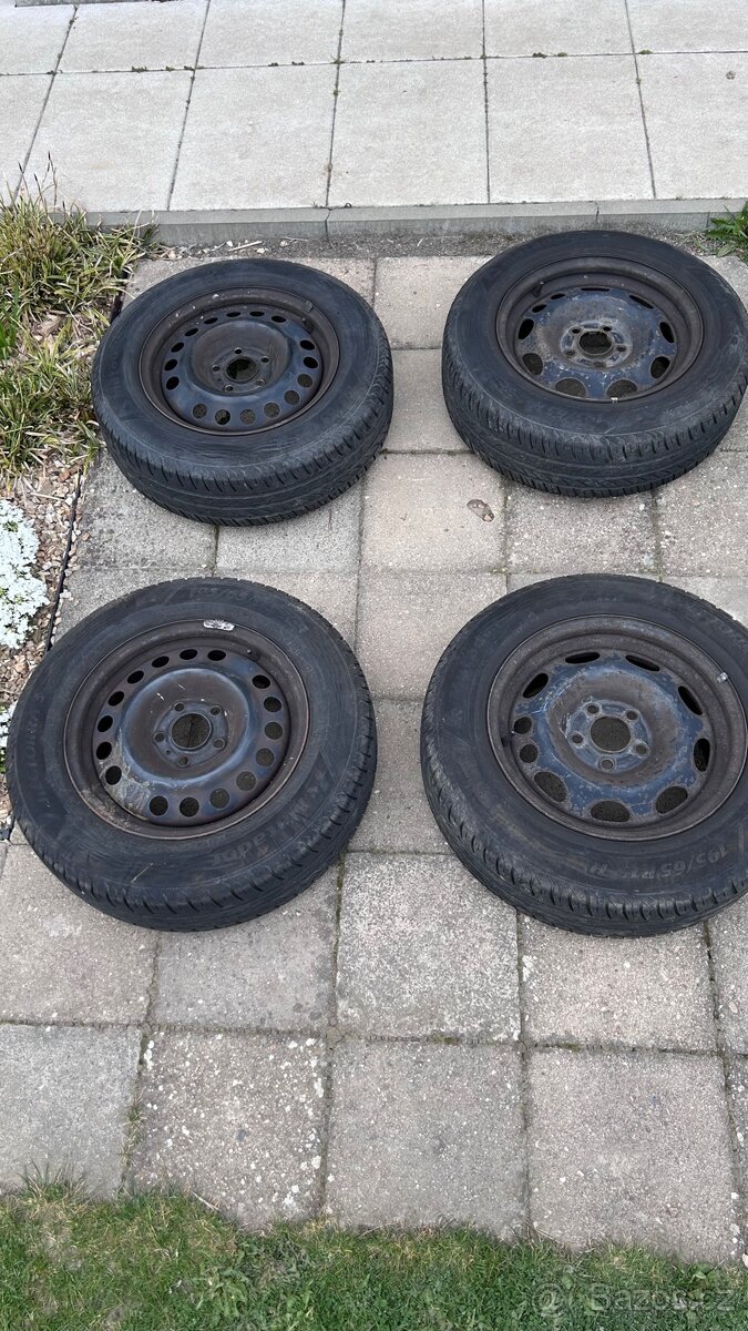 Plechove disky 15” 6Jx15, letni pneu 195/65 R15