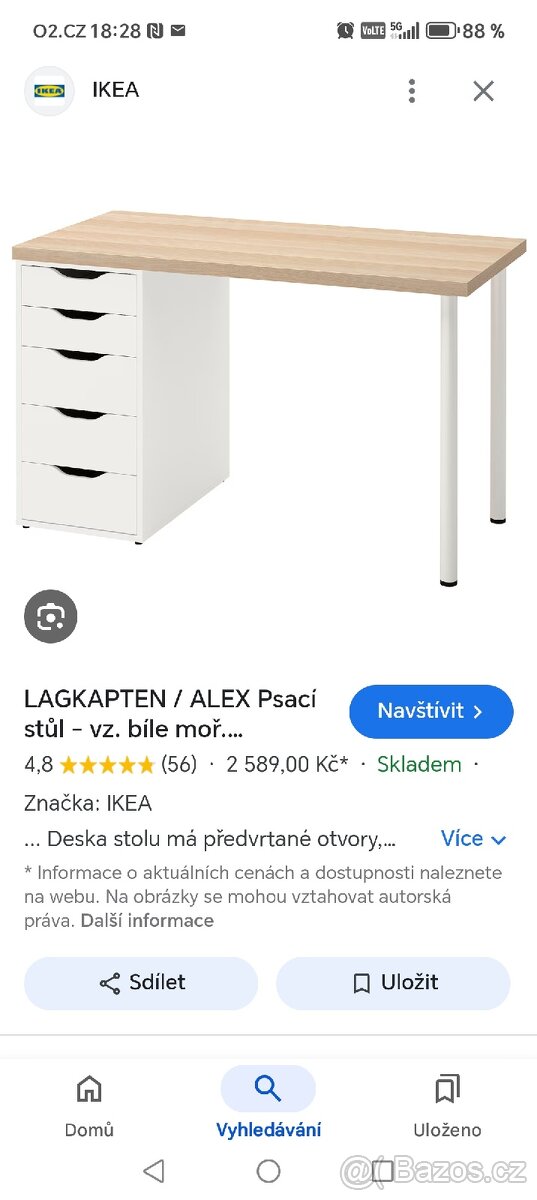 Stůl s šuplíky a regálem