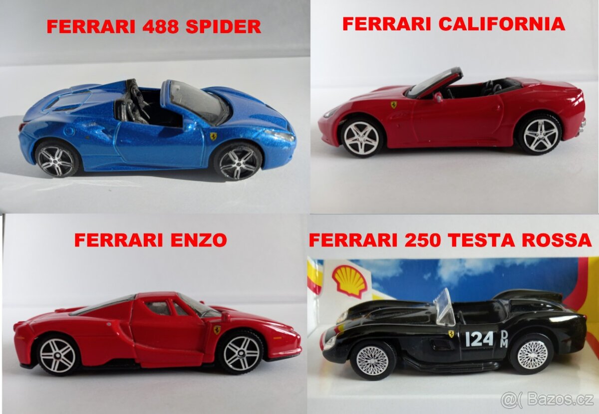 BBURAGO-FERRARI 1:43-ENZO,250 TESTA ROSSA,SPIDER,CALIFORNIA