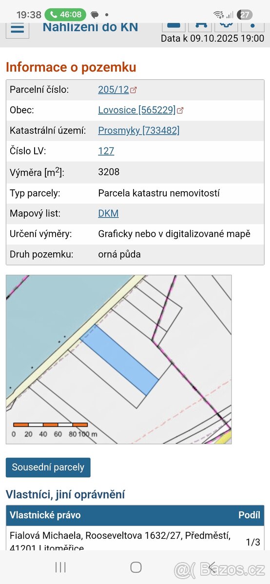 Prodám pozemek vhodný pro rybáře, blízko sjezdu z dálnice D8