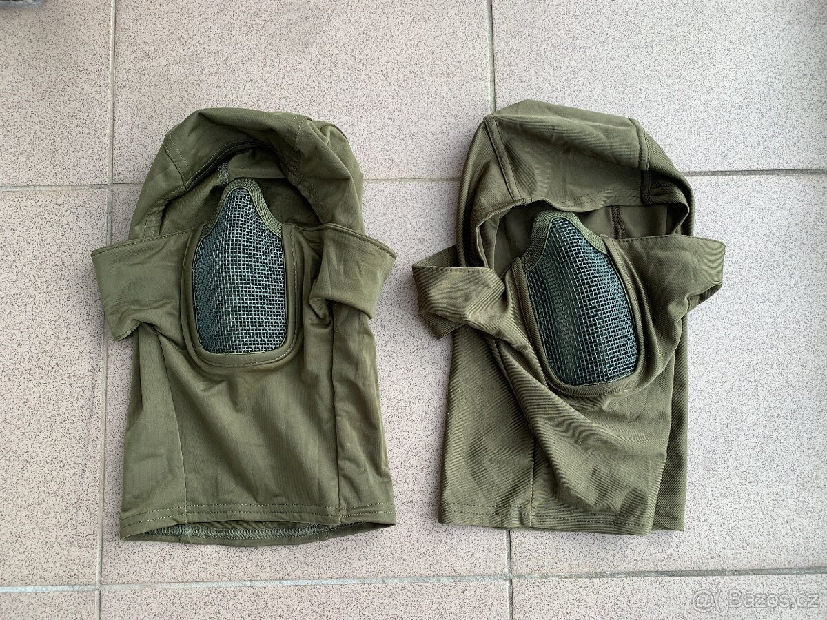 2x Taktická elastická kukla s kovovou maskou pro airsoft