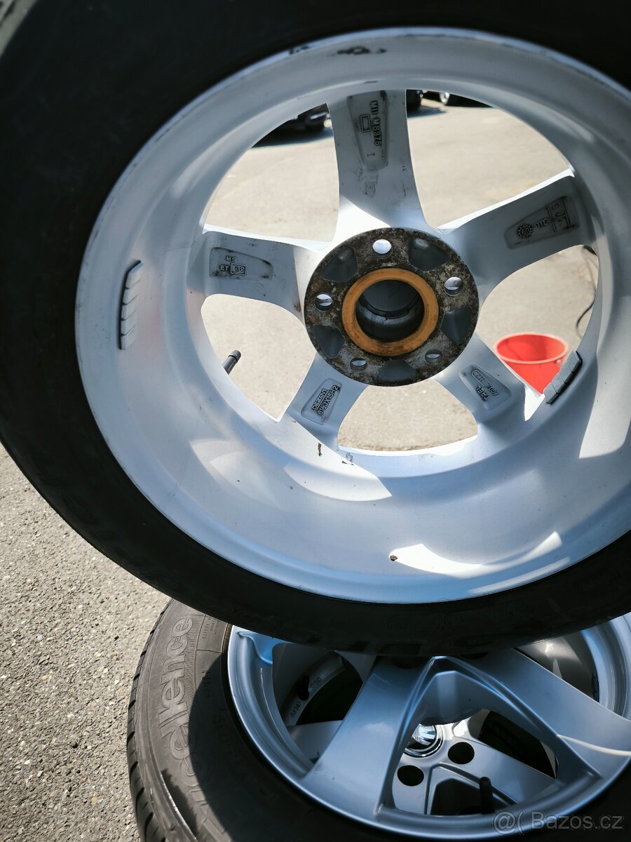 ALU kola 5x112R15 + letní pneu, Octavia II, Volkswagen,Seat