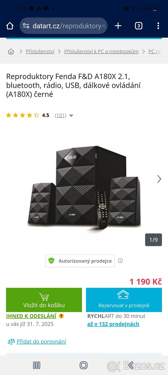 Reproduktory Fenda F&D A180X 2.1, bluetooth, rádio, USB,