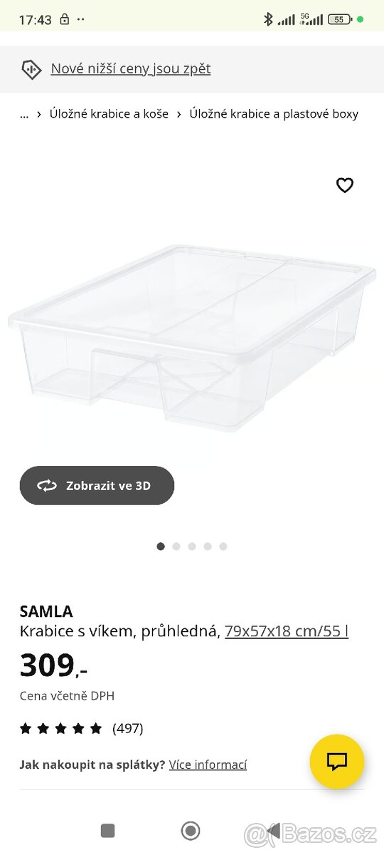 Box pod postel IKEA Samla krabice s vikem