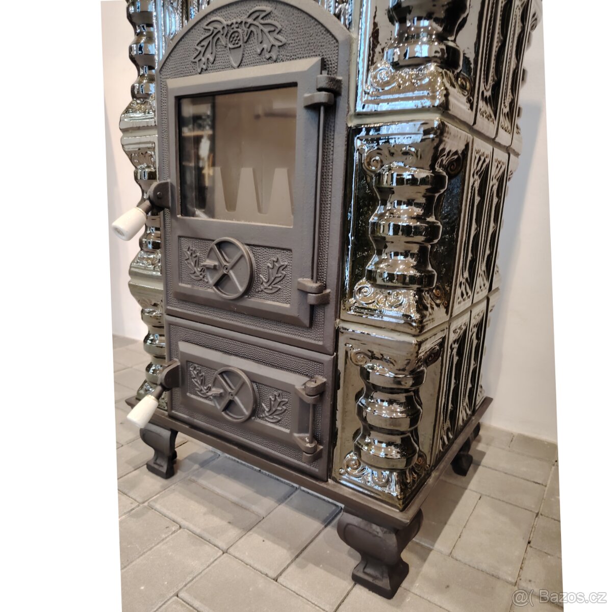 Kachlová kamna krbová Irina 4 zelené