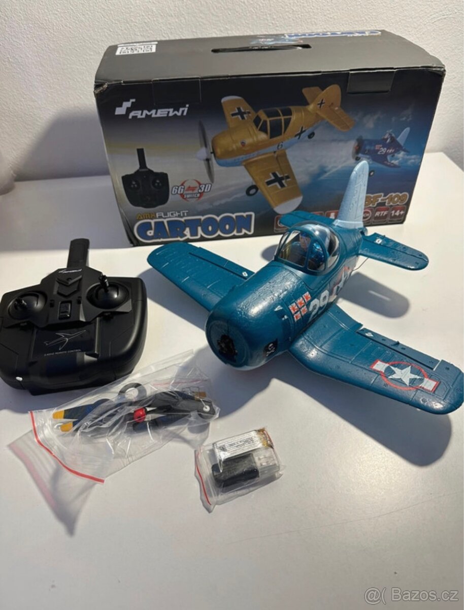 AMEWI RC LETADLO CORSAIR F4U 3 KANÁLY 6G GYRO, RTF SADA