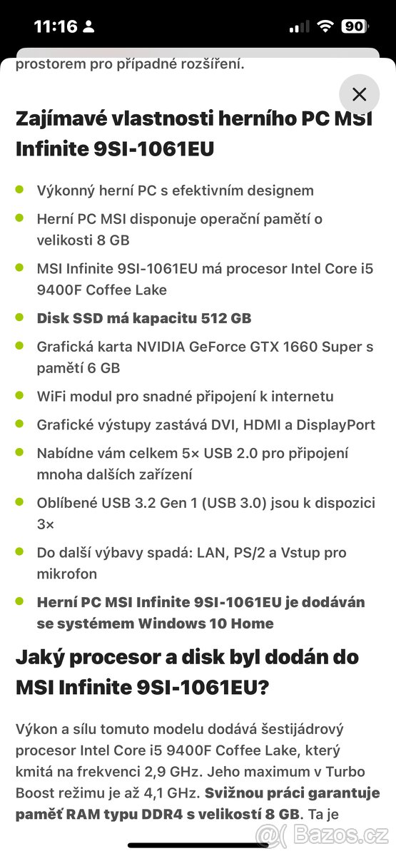 Msi počítač i-5 9400