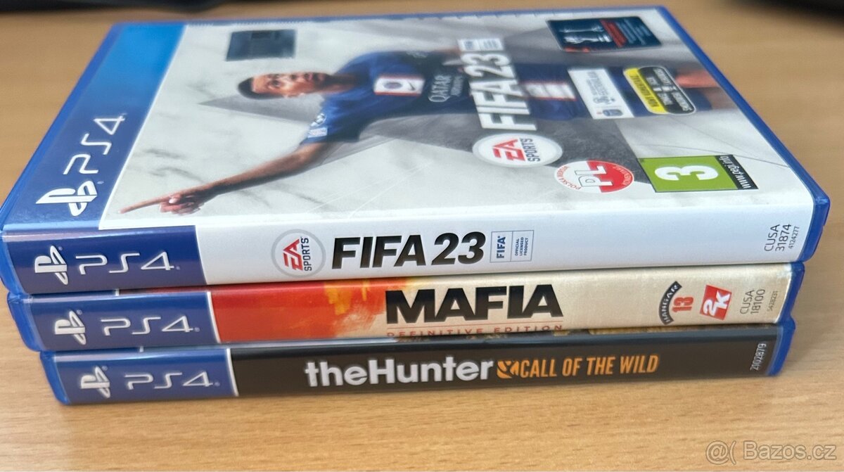 Prodám 3 hry na PS4 (the hunter, mafia, fifa 23)