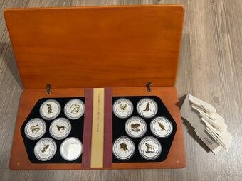 Kompletní serie 1 Lunar I 12x stříbrné mince 1oz GILDED