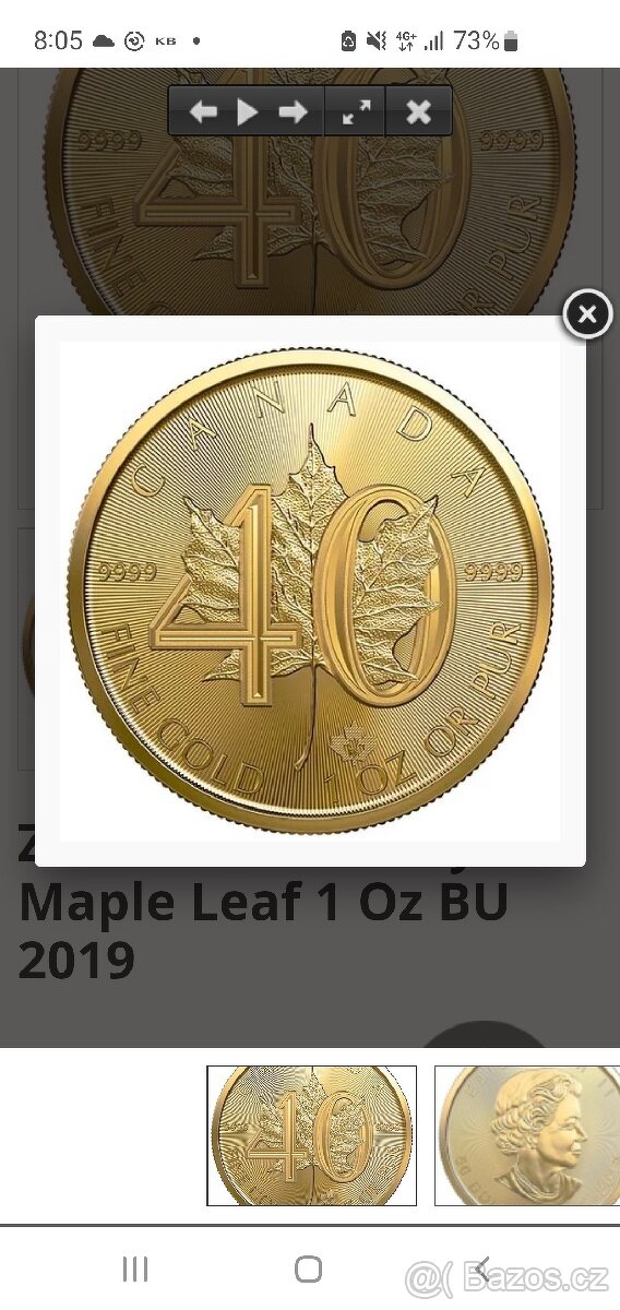

Zlatá mince 40. výročí Maple Leaf 1 Oz BU 2019