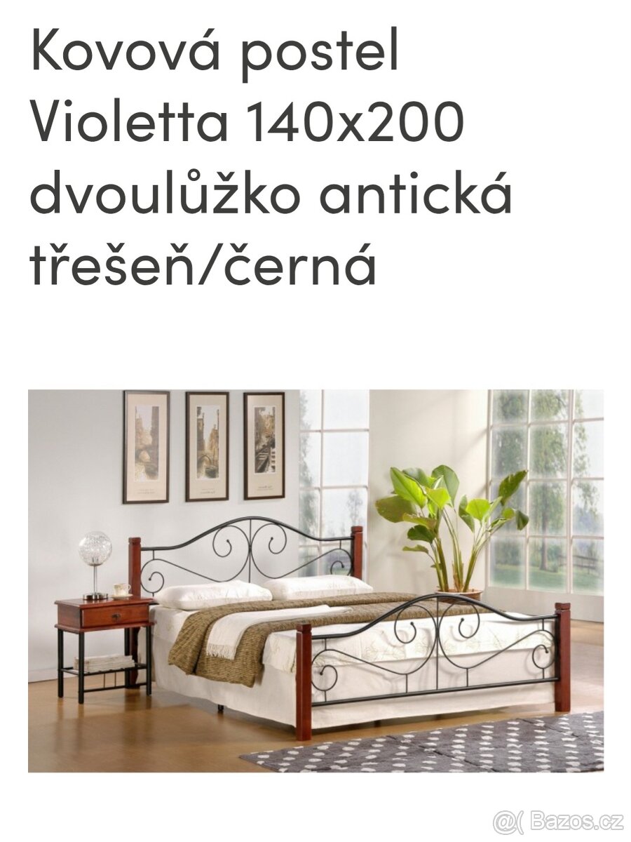 Postel 200x140, noční stolek 2ks