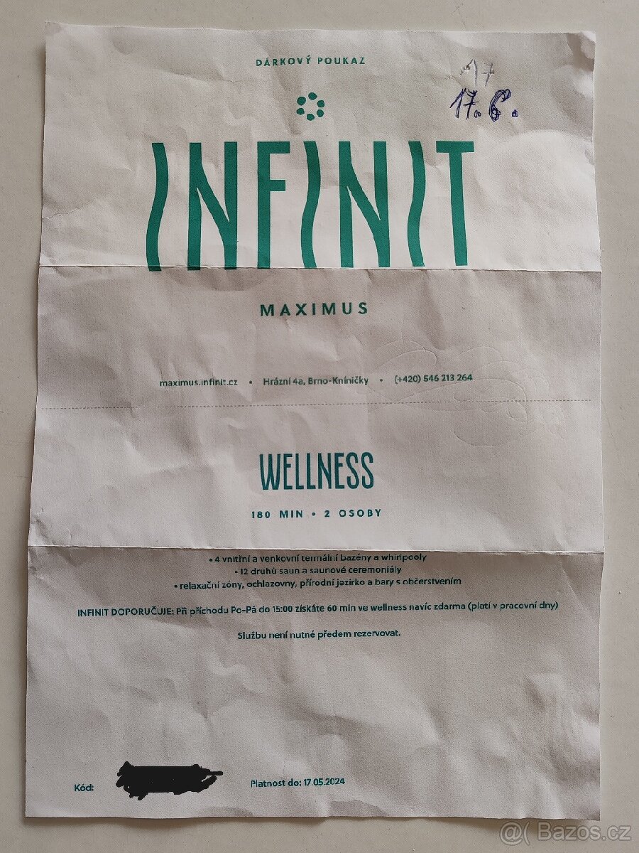 Wellness pro dva Infinit Maximus Brno 180 minut