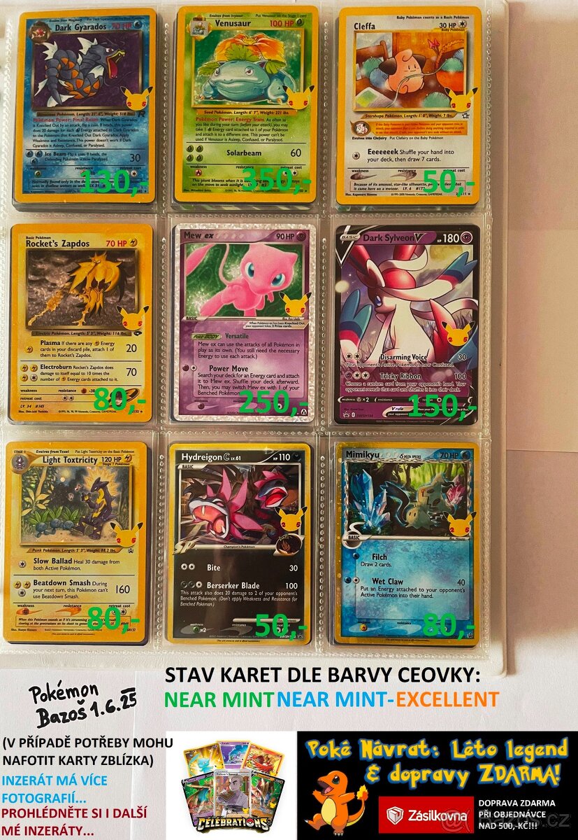 KUSOVÉ KARTY TCG POKÉMON (ORIGINÁL KARTY) (3)