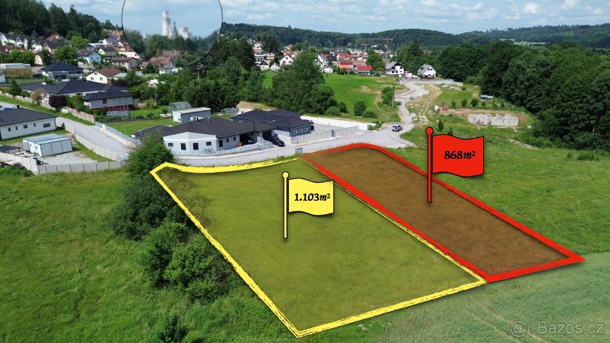 Stavební pozemek 1.103m2, Hluboká nad Vltavou