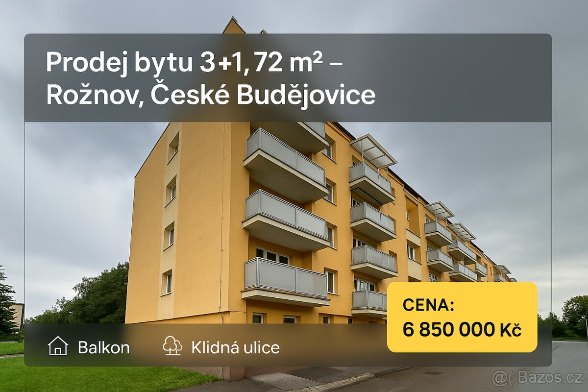 Byt 3+1, 72 m² – České Budějovice - Rožnov