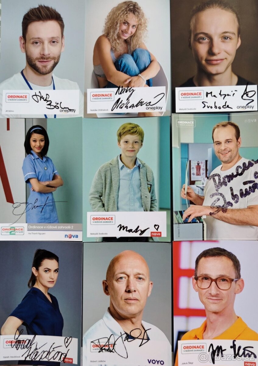 Prodám autogramkarty ze seriálu ORDINACE v Růžové zahradě