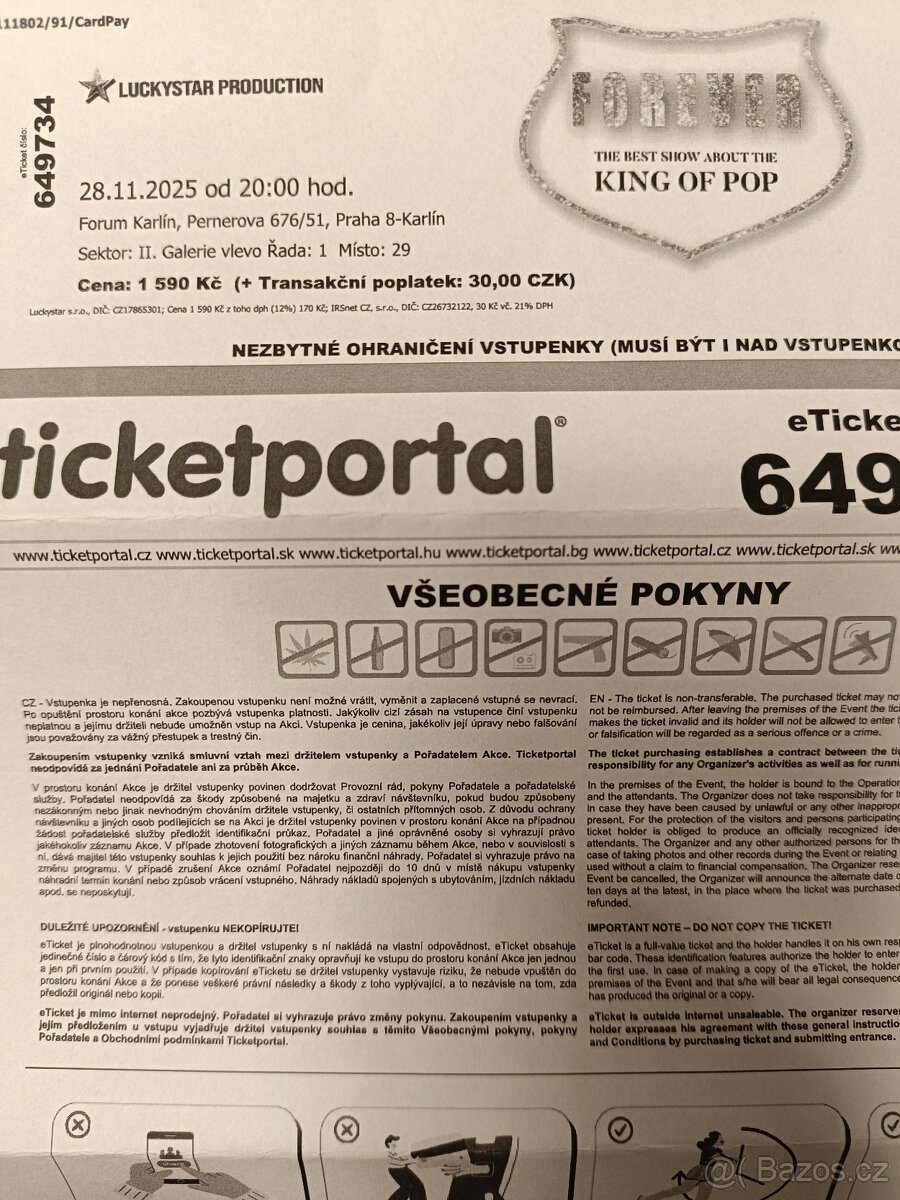 Vstupenka Michael Jackson