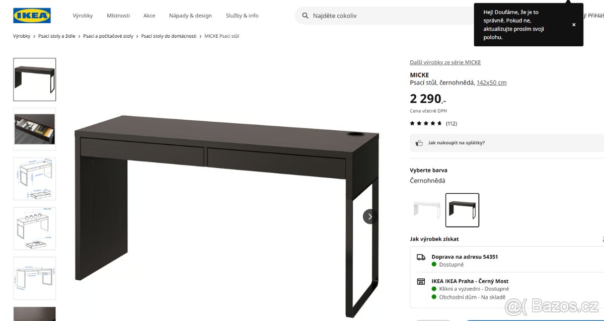 Psací stůl IKEA černý
