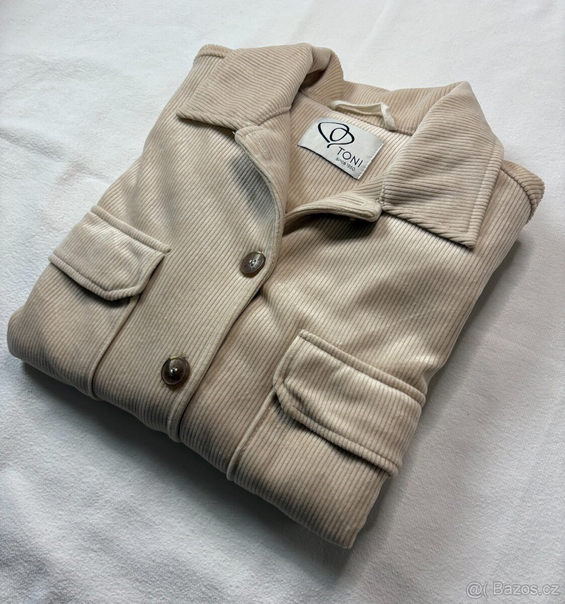 Béžová manšestrová košile TONI | Shacket | elastická | vel.