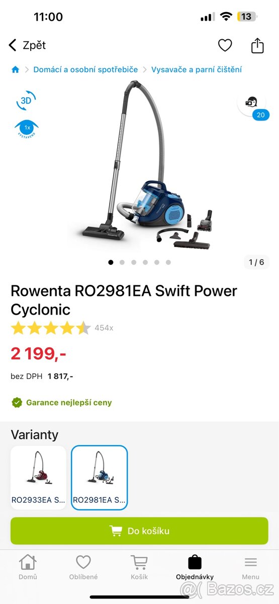Bezsáčkový vysavač Rowenta