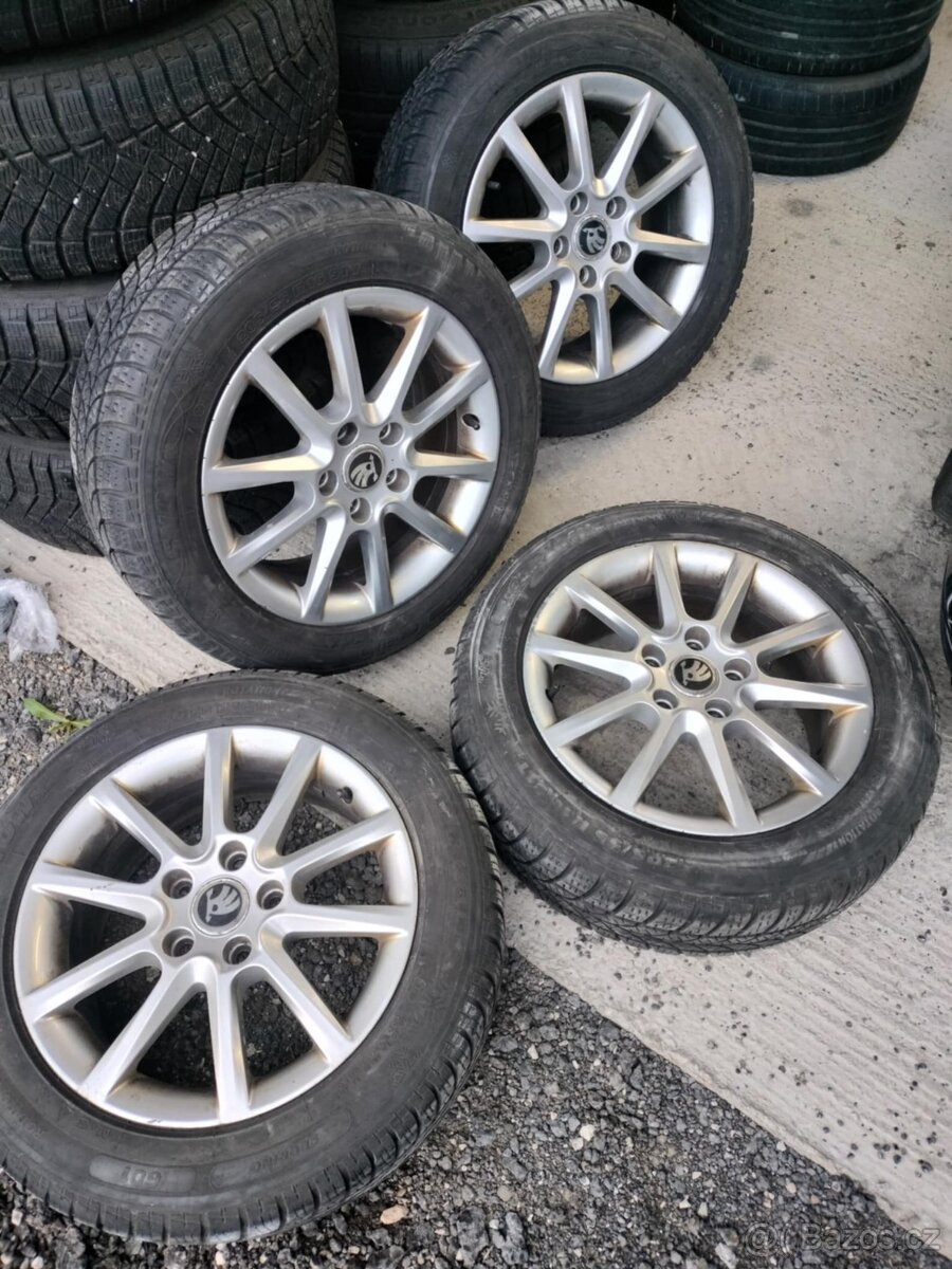 4ks alu disky orig. Škoda 5x112 r16 pneu 205/55 r16 6mm