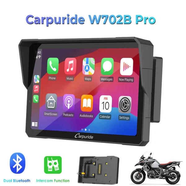 Carpuride W702B Pro - CarPlay pro motocykly + drzak pro BMW