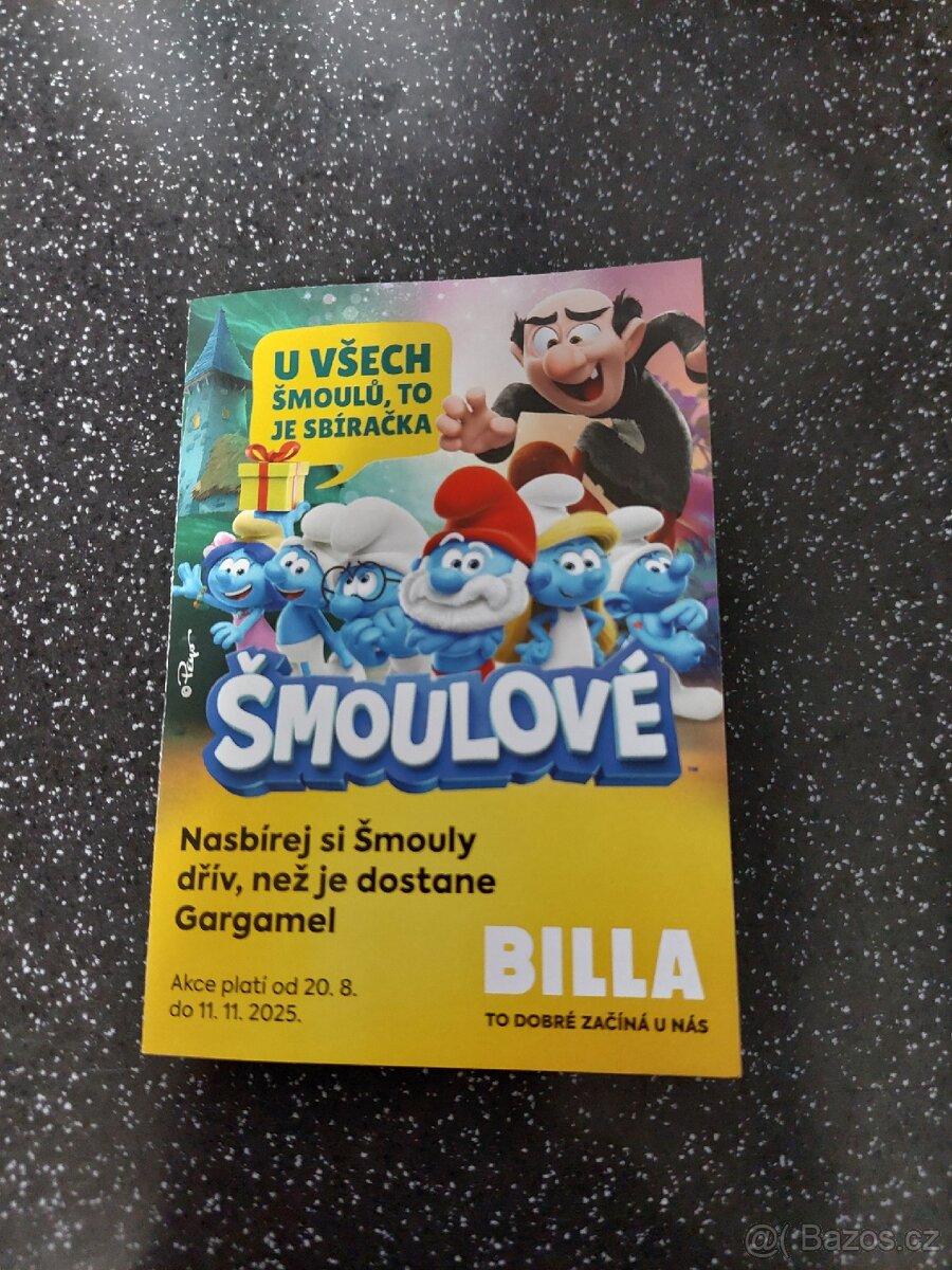 Nalepky,body znamky Billa plysaci Šmoulove